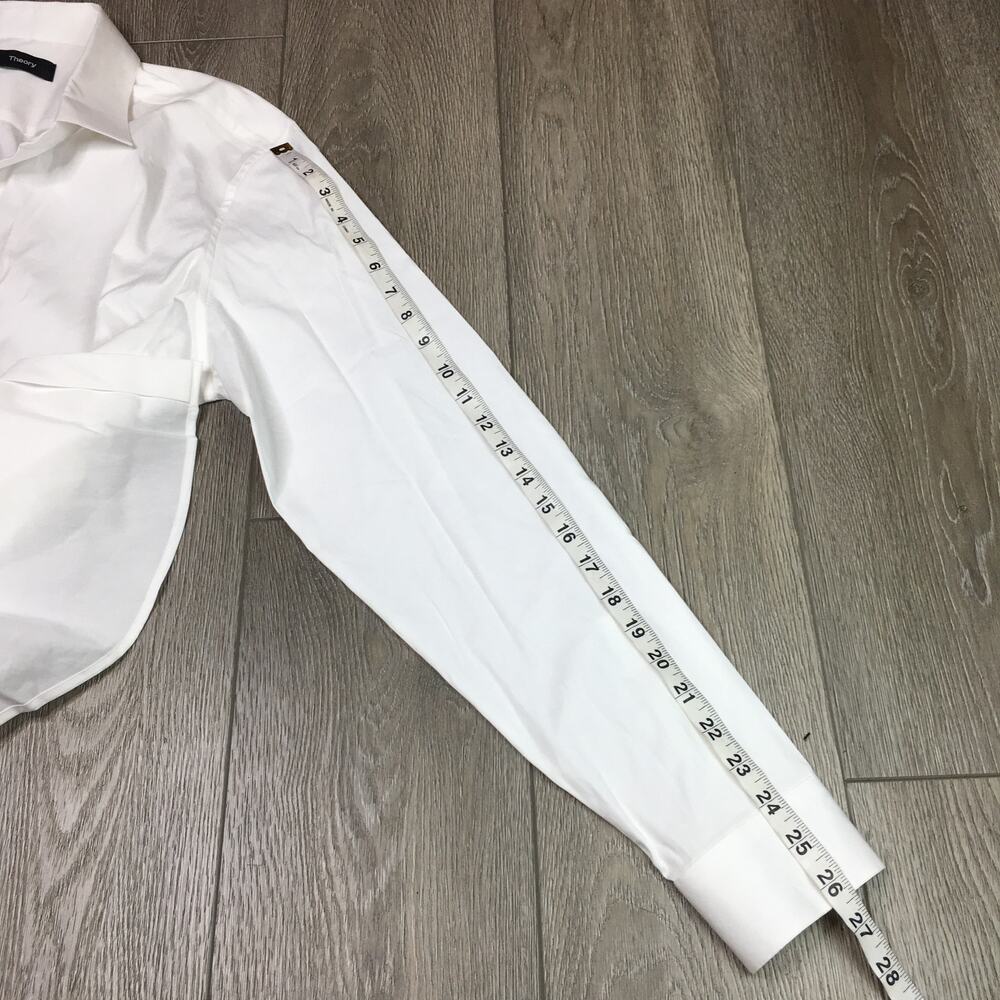 Theory Women Long Sleeve Button Up Shirt Dress White Slim Fit Stretch Comfort XL - Picture 7 of 8